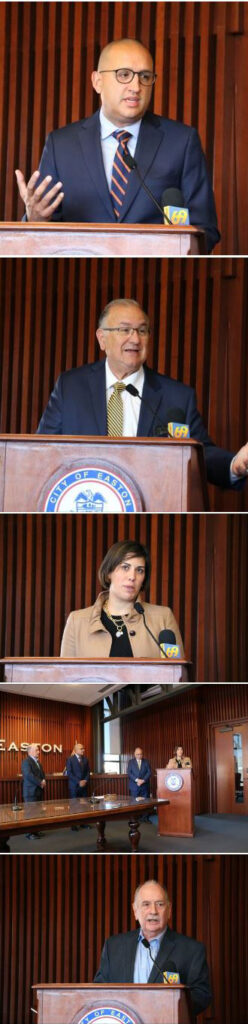 City of Easton Press Conference, pictured are Luis Campos, Mayor Sal Panto, Jr. LVCF's Erika Riddle Petrozelli, CPA, CAP, and Kevin McCarthy