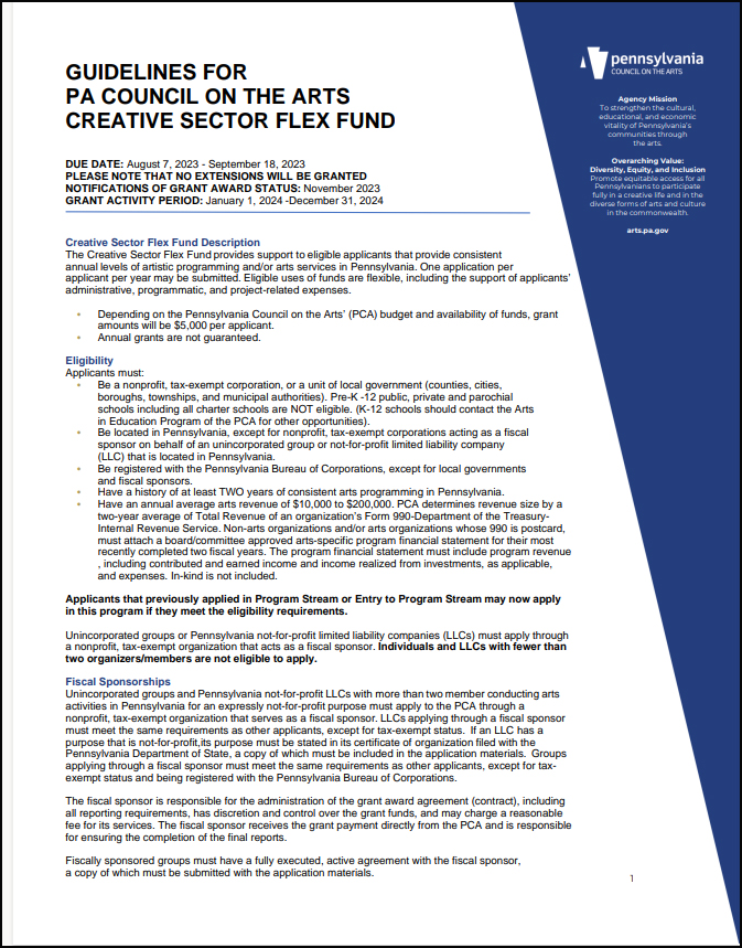 Creative Sector Flex Fund Guidelines Thumb