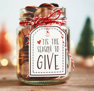 It's the season to give. Donation jar with money